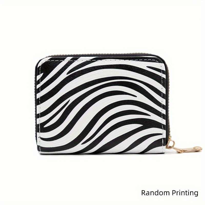 Portable Card Holder Wallet, Short Zipper Around Purse With  Leopard/zebra/snake Skin Pattern, Women's Credit Card Case - Temu