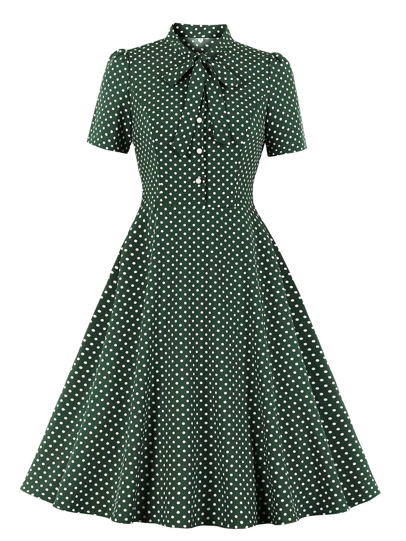 Women's Vintage Dress 50's Dress Polka Dot Splicing Retro Prom Cocktail  Swing Midi Dress