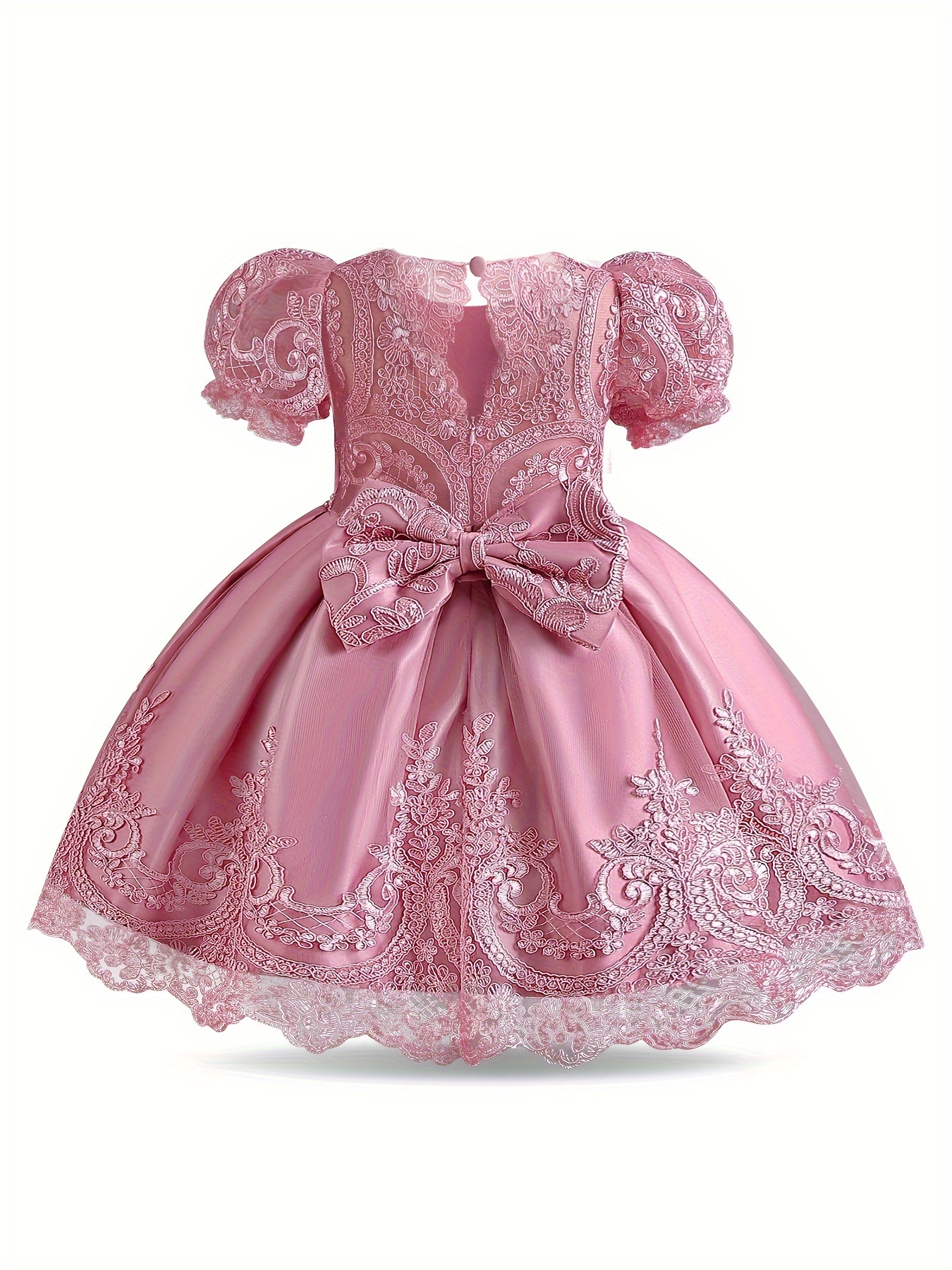 skpabo 0-10 Years Baby Girls Pageant Lace Embroidery Dresses Toddler Formal  Dress with Headwear 