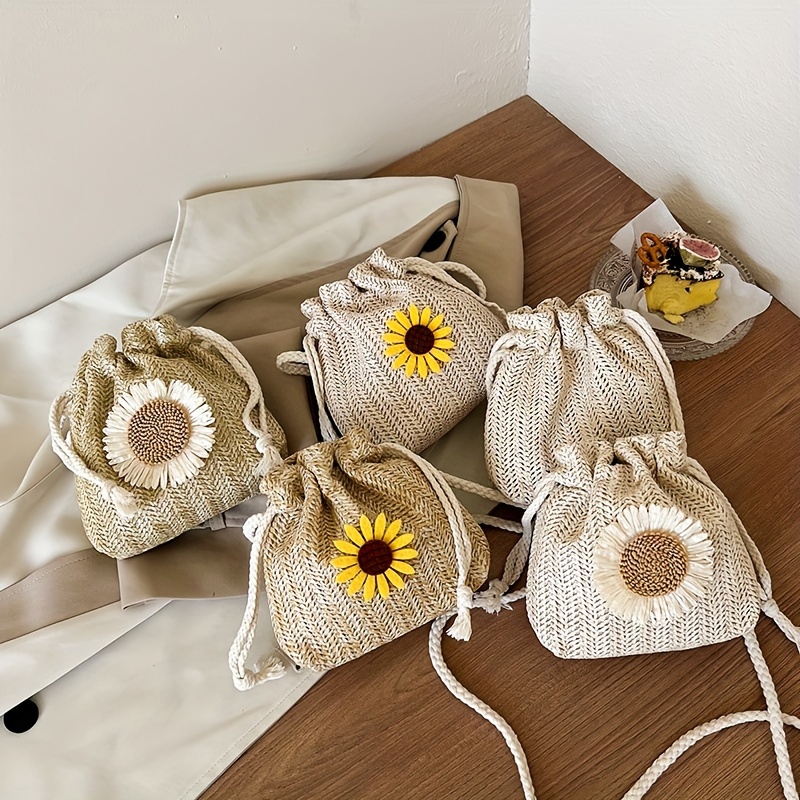 Shaped Straw Box Bag, Mini Flower Decor Handbag, Trendy Crossbody Novelty  Purse (7.12*5.93*2.57) Inch - Temu