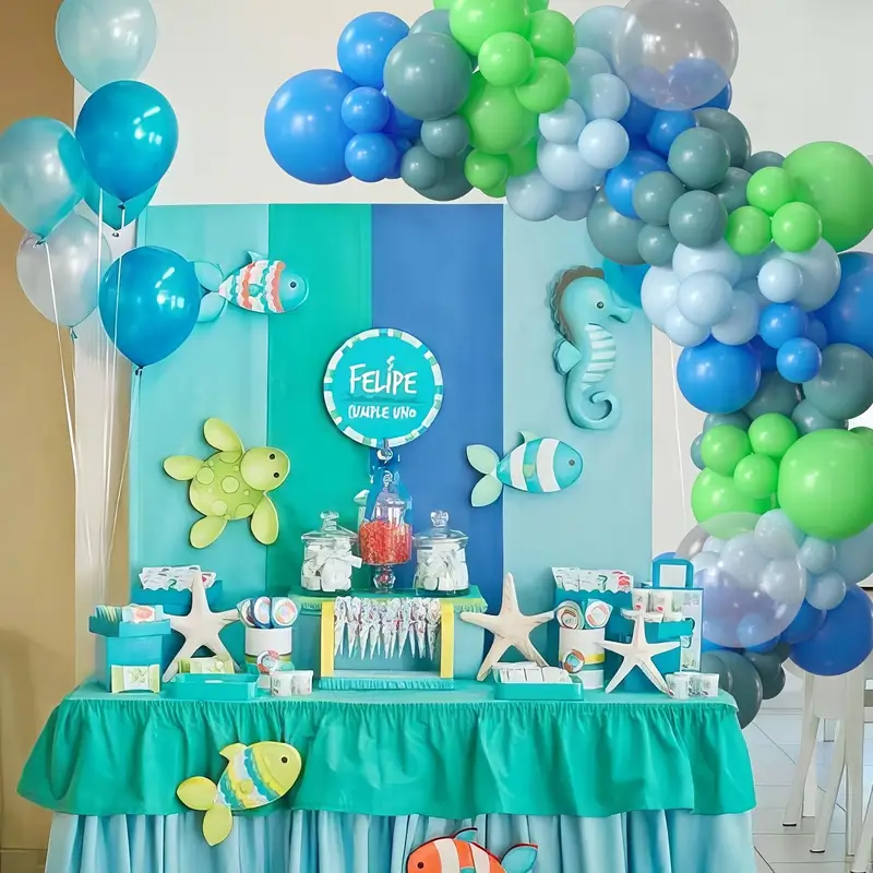 Blue Green Birthday Party Supplies 135pcs Ocean Party Balloon