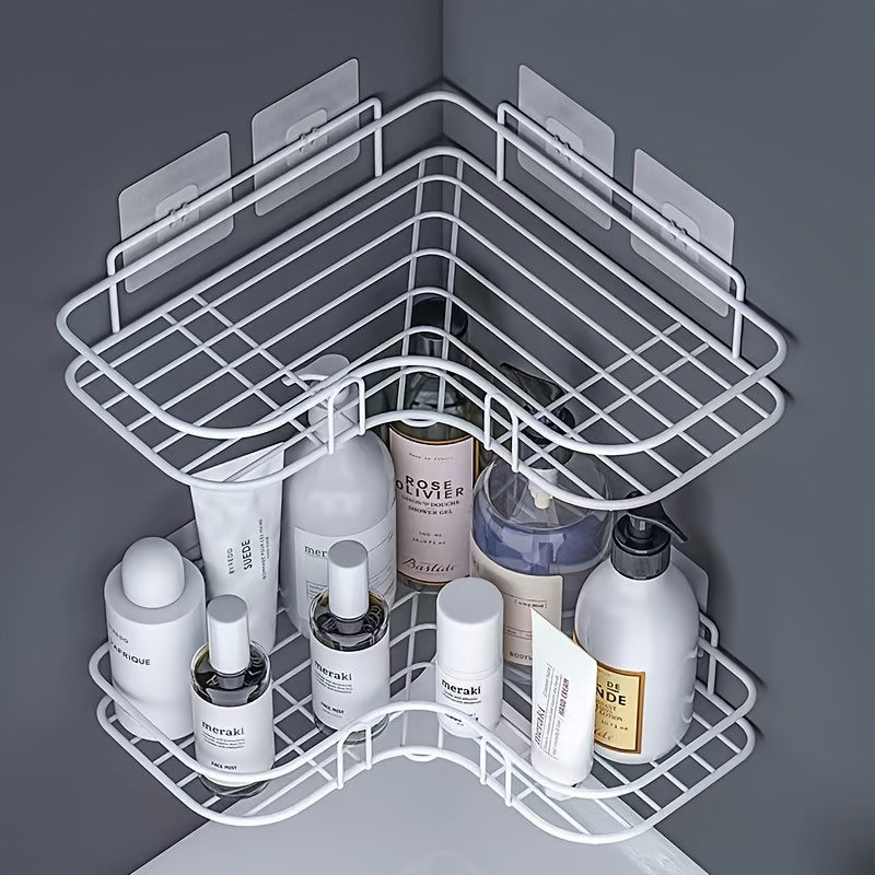 Adhesive Corner Shower Shelf With Hooks And Soap Holder Easy - Temu  Republic of Korea