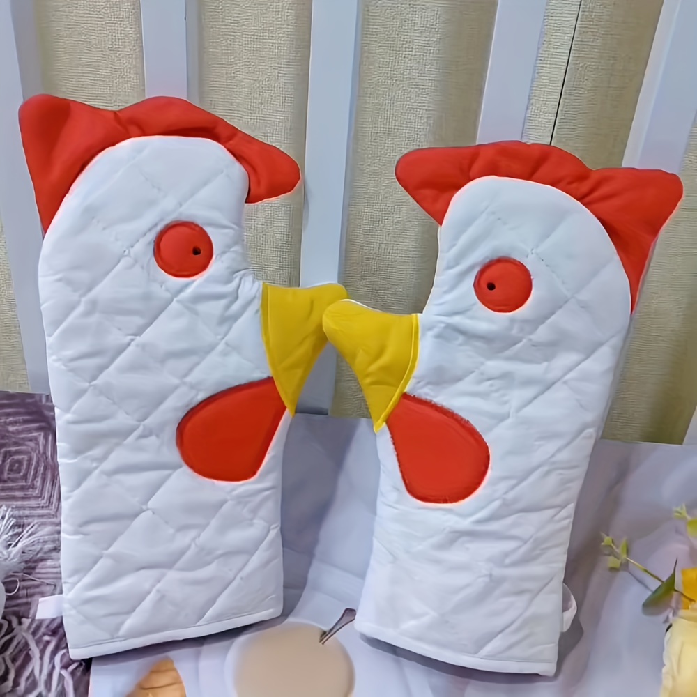  Rooster Trim Oven Mitts, Washable Cute Oven Mitts