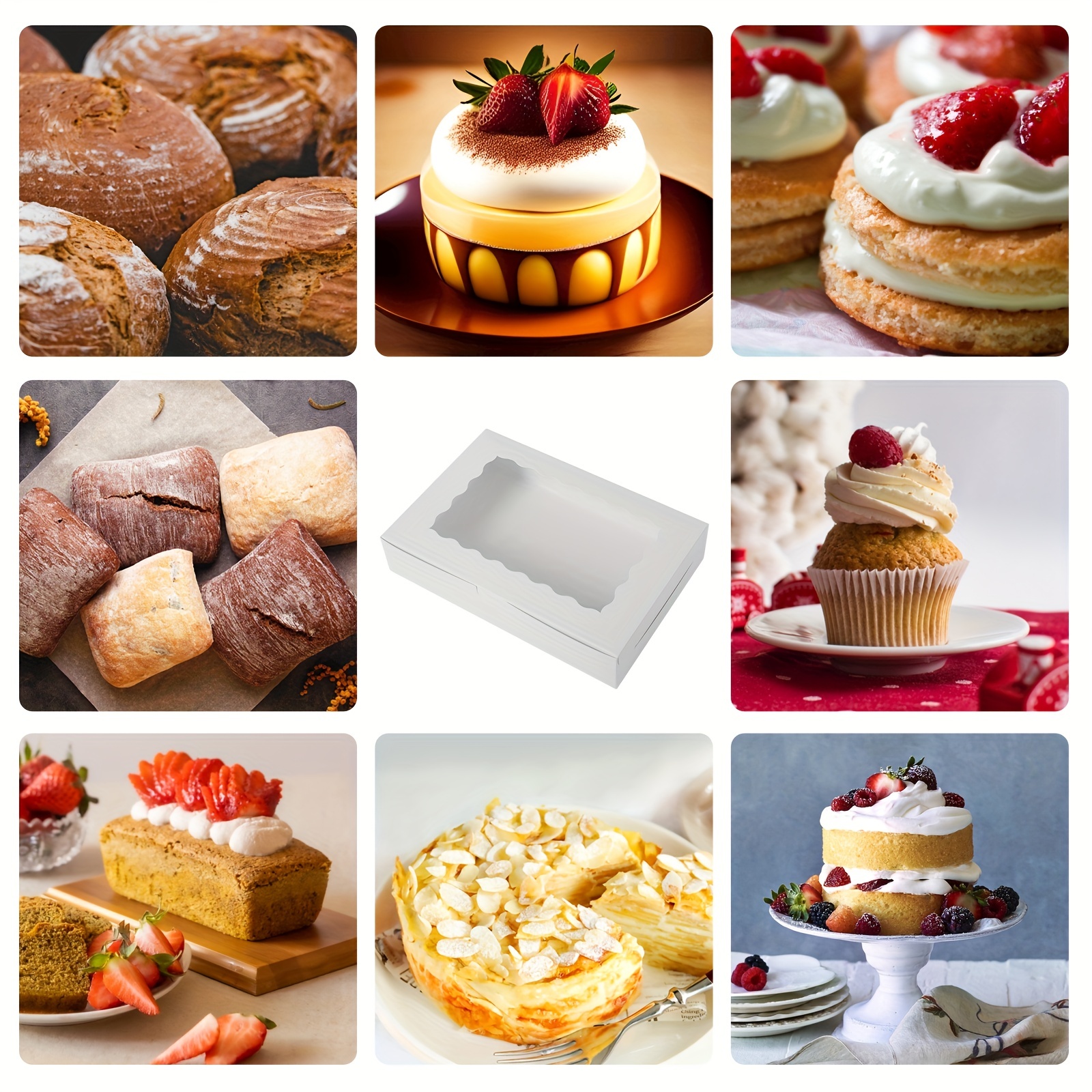 Cajas Kraft para tartas con ventana (10 piezas) - Cajas de panadería Kraft  para pasteles, donas, pasteles, galletas, cupcakes, chocolates, postres