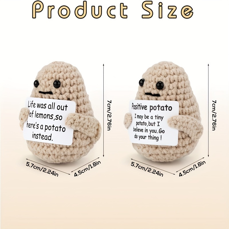 Wegem 2PCS Positive Funny Knitted Potato and Poo, Crochet Potato with  Positive Message Card for Encouragement, Funny Cute Small Gifts for Friends