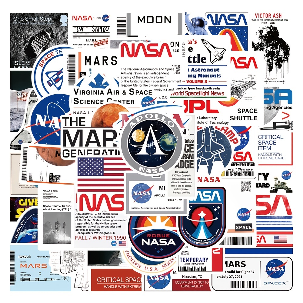50 unids/pack pegatinas de astronauta de la NASA decorar funda de teléfono  portátil pegatinas de equipaje universo planeta pegatinas impermeables