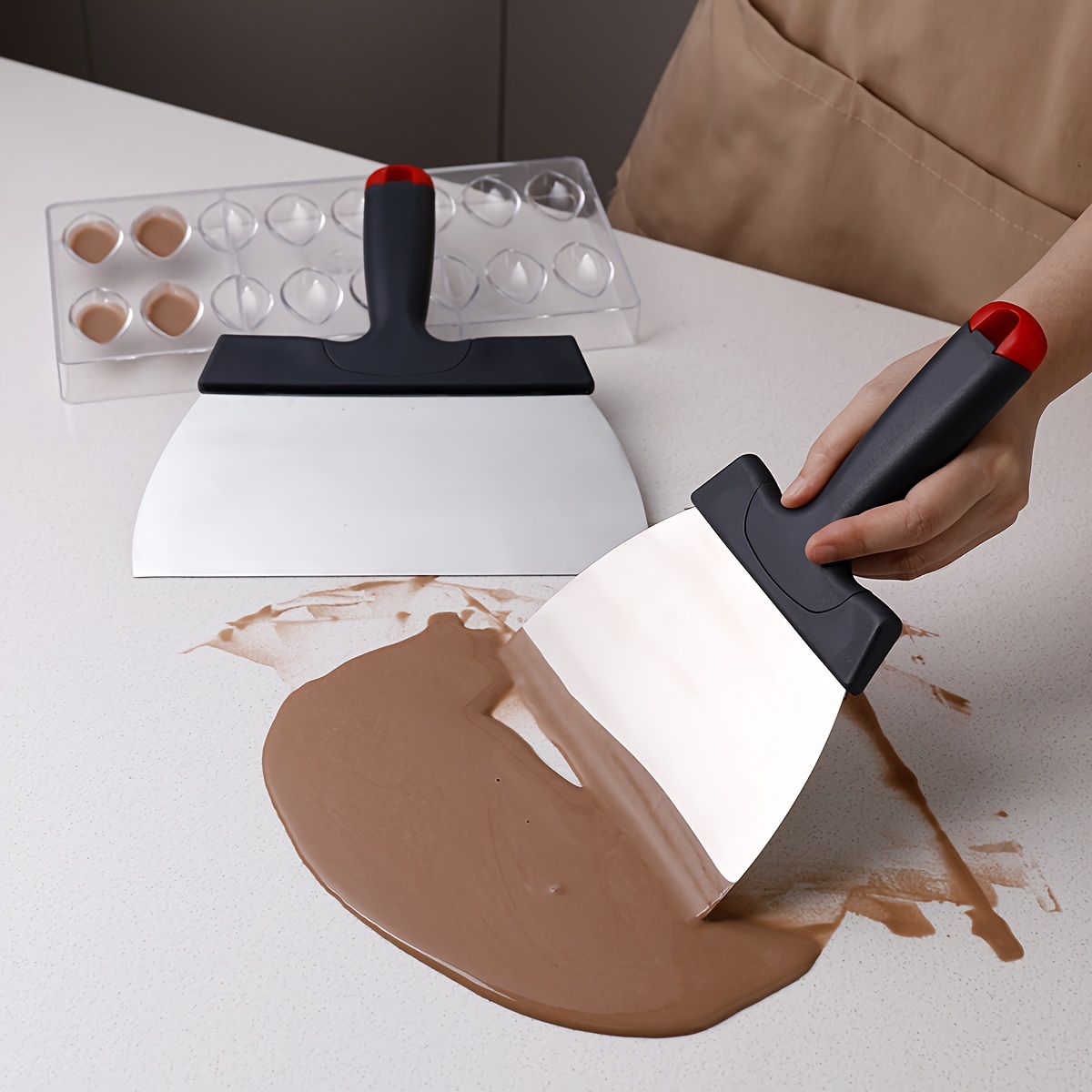 

1pc Chocolate Shovel, Stainless Steel Shovel Scraper, Baking Tools, Chocolate Temperature Adjustment Shovel Spatula, Stainless Steel Shovel, Household Scraper, Kitchen Stuff
