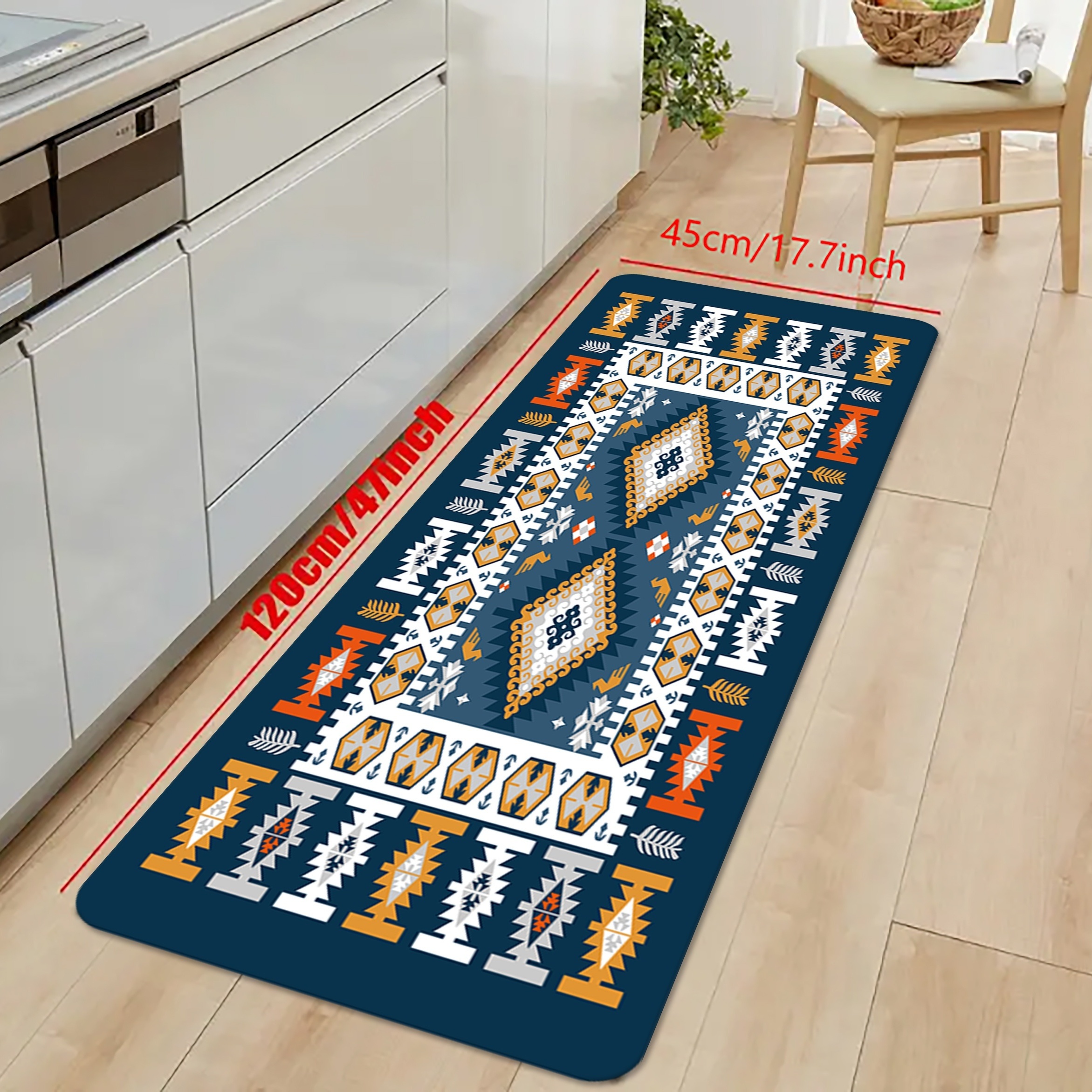 Moroccan Geometric Kitchen Floor Mat Soft Non-slip