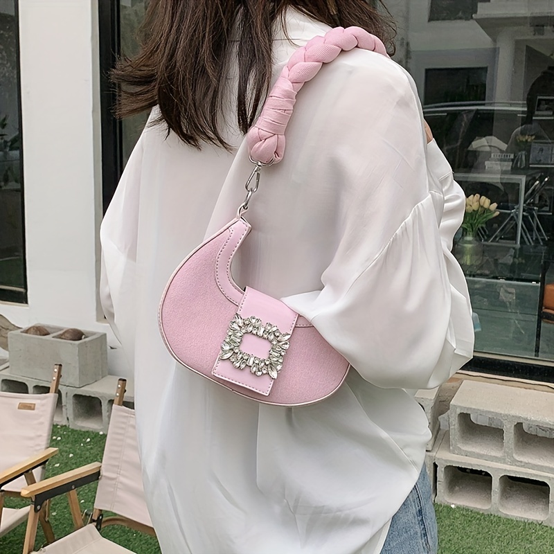 Chic Denim Underarm Bag with Twisted Strap
