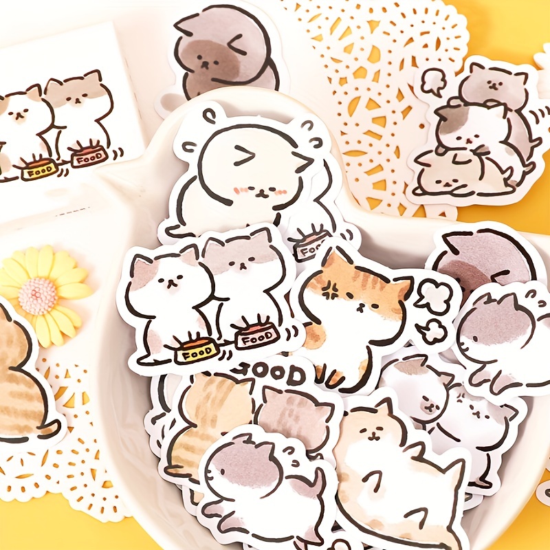 45Pcs Kawaii Cat Stickers Aesthetic Stationary Cute Stickers For Cat Lovers  Ideal On Laptop Journals Planners