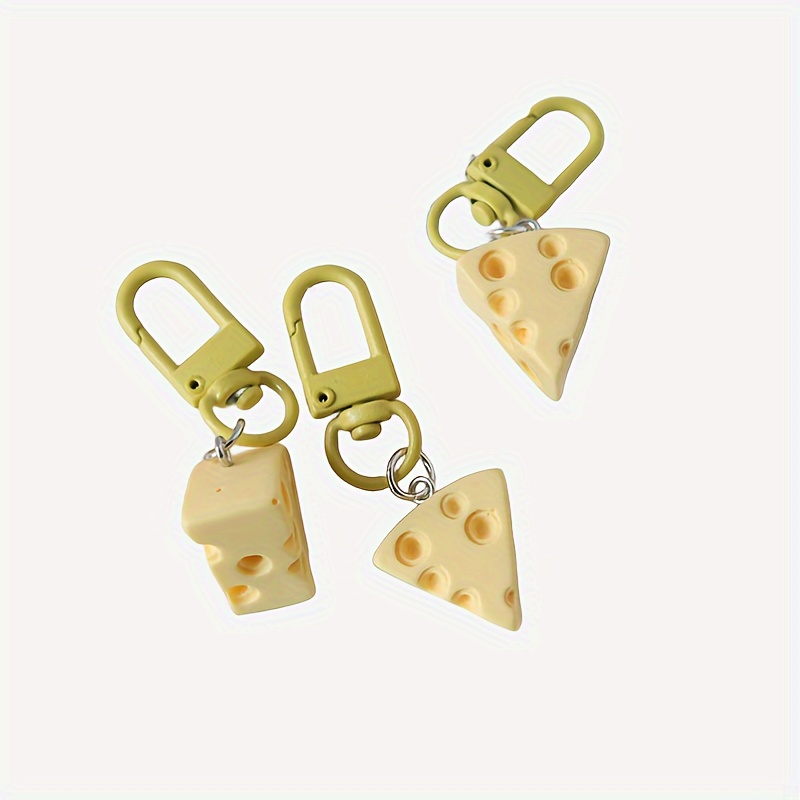 1pc/2pcs Cute Cheese Keychain For Girls, Milk Yellow Cheese Block Keychain, Backpack Accessories, Simulated Cheese Pendant Keychain