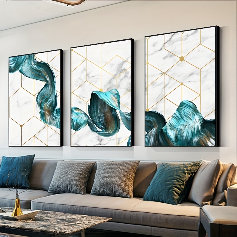 Luxury Modern Abstract Art Painting Green Fluid Marble Background Hd  Print Home, Office, And Sofa Decor Frameless Temu