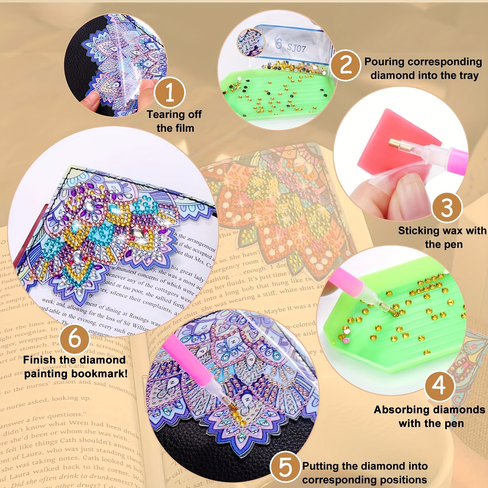 70g DIY Diamond Painting Kit Bookmarks, 4 PCS Cute Diamond Art Bookmarks  for Book Lovers, DIY Corner Bookmark Diamond Painting Kits – the best  products in the Joom Geek online store