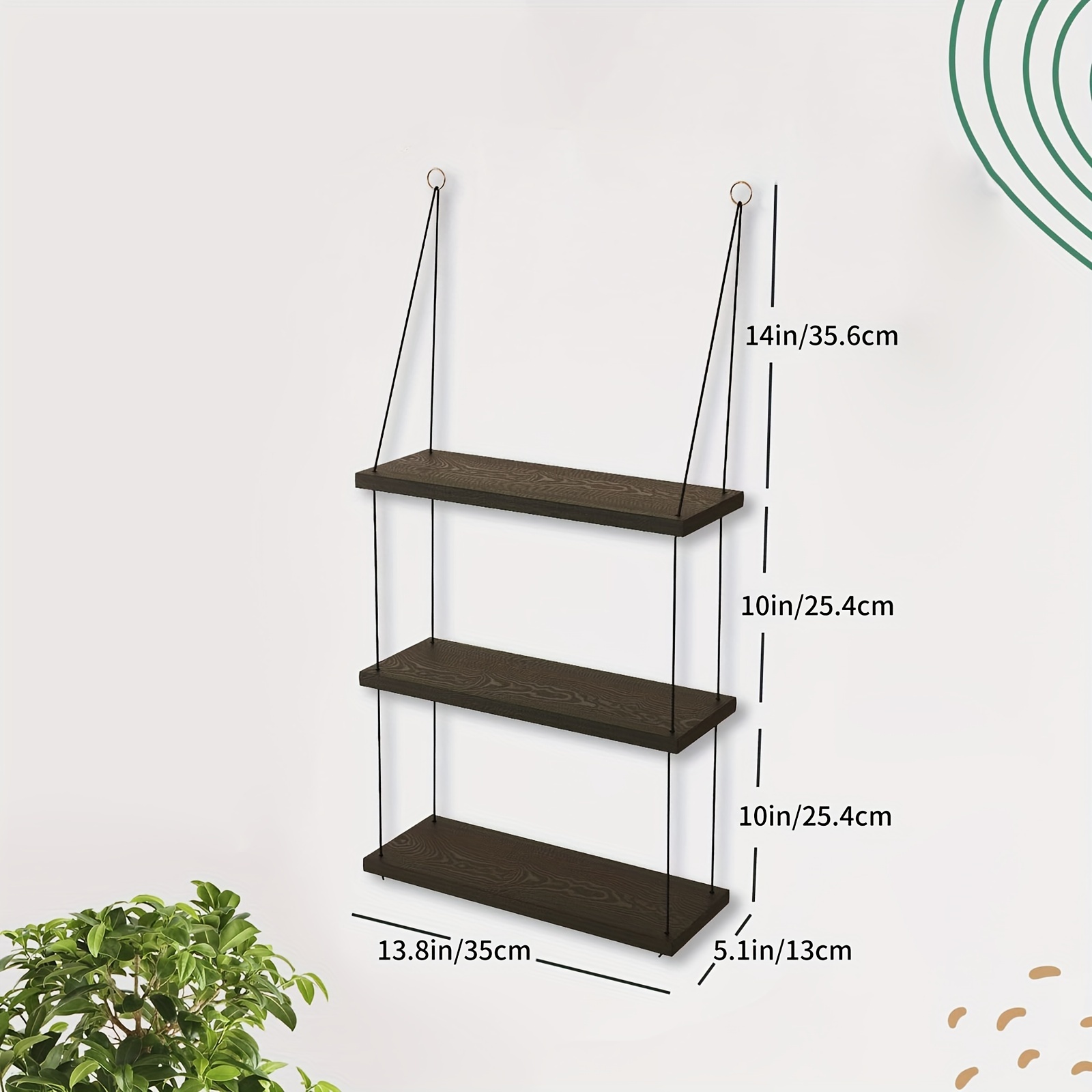 Hanging Shelves 3 Tier Hanging Plant Shelf Boho Farmhouse - Temu