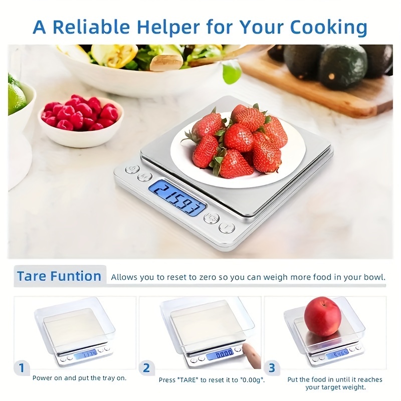 5KG Digital Kitchen Scale USB Rechargeable Food Scale 0.04oz/1g Increment  Ultra Slim Food Scale with Tare & Auto Off Function Back-Lit LCD Stainless