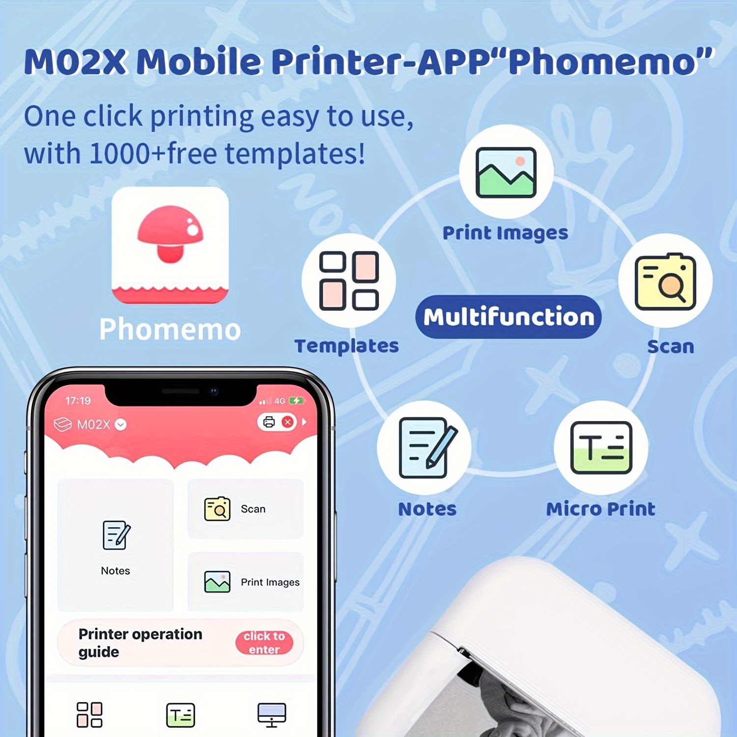 Phomemo M02X Mini Thermal Printer Inkless Portable Pocket Printer