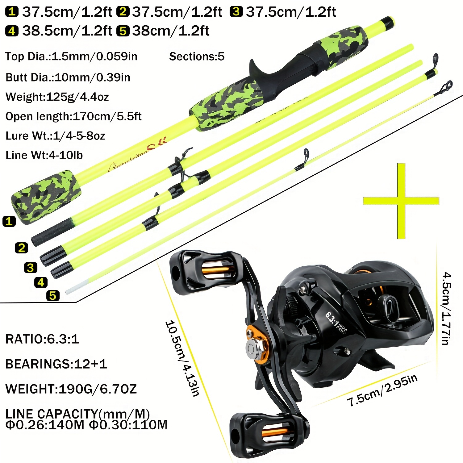 Fishing Rod Reel Lure Hook Connector Combos Casting Fishing - Temu