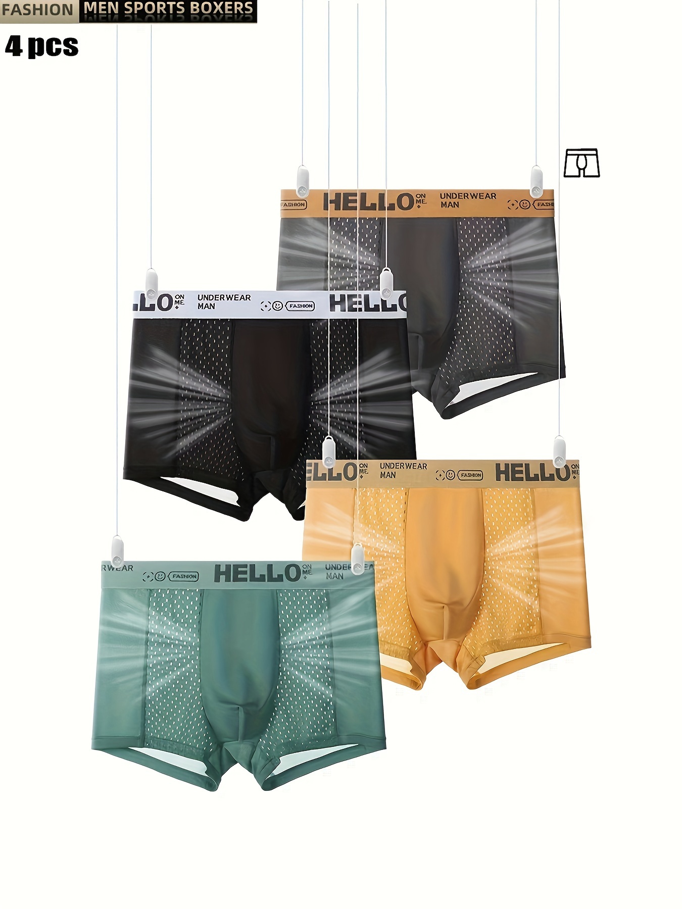 Men's Mesh Breathable Ice Silk Comfortable Boxer Briefs - Temu Canada