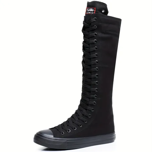 Womens Black Lace Up Boots - Temu