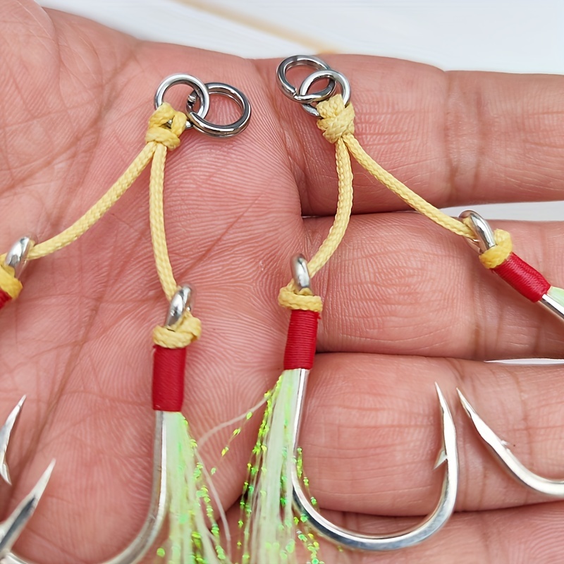 Double Fishing Assist Hooks Kit Jig Assist Glow Hook Slow - Temu