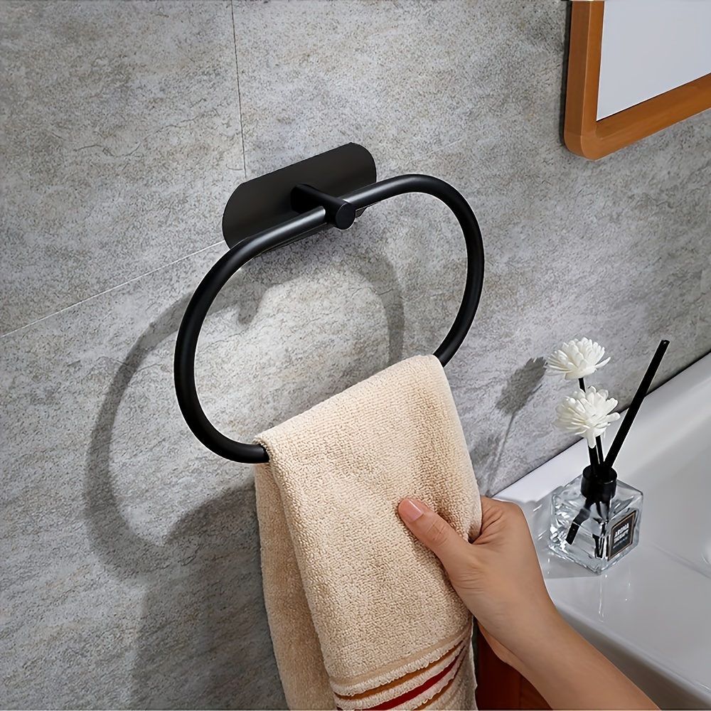 Toallero de mano – Anillo de toalla negro para baño, toallero adhesivo para  organizar toallas, toallero de mano de 6 3/10 pulgadas, acero inoxidable