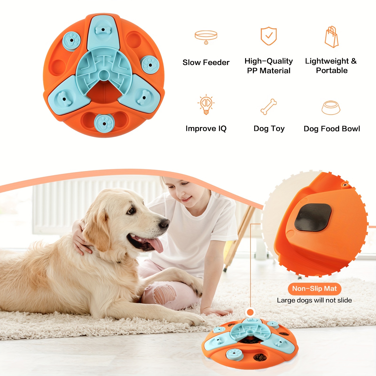 Interactive Dog Food Puzzle Slow Feeder Treat Dispenser Puzzle Toy