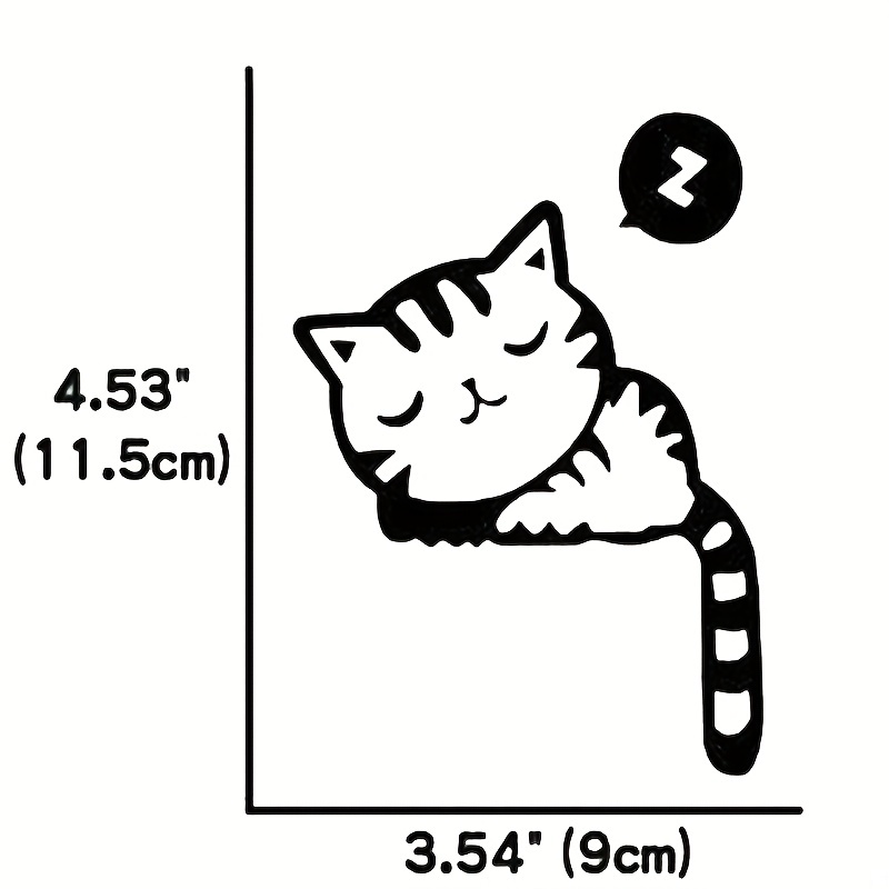 4 Stück süße schwarze schlafende Katze-Cartoon-Schalteraufkleber