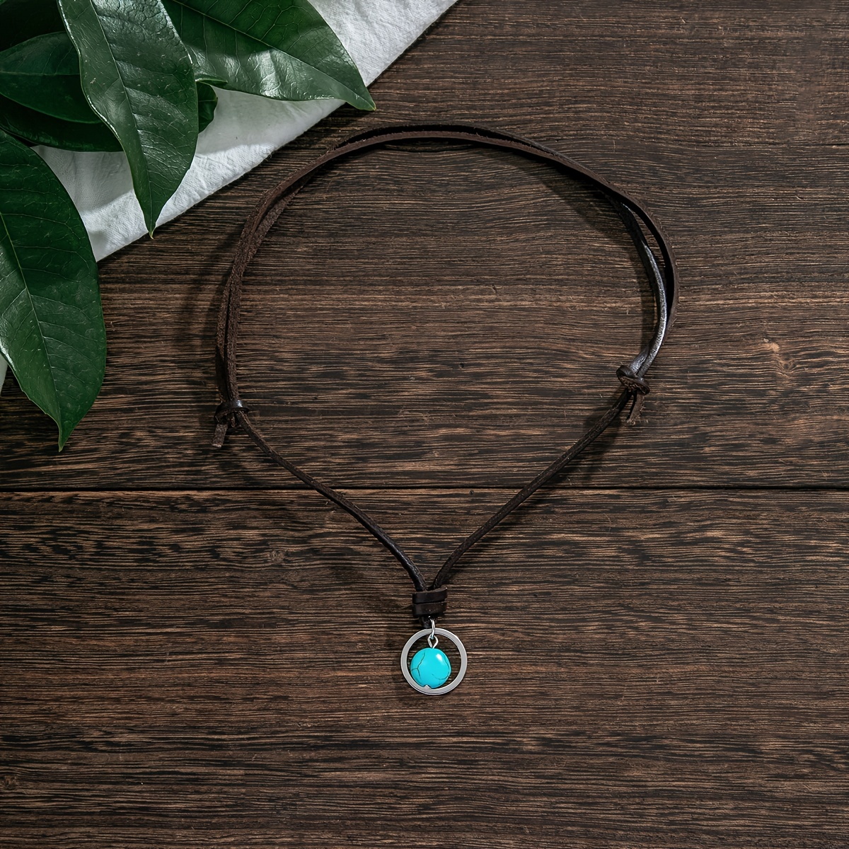 Bohemian Vintage Circle Turquoise Necklace for Men
