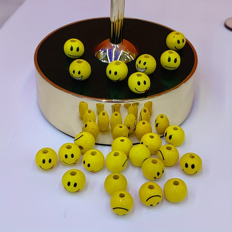 50 Pcs Smile Wooden Beads Wooden Craft Beads With Holes Diy Jewelry  Bracelet Necklace Diy Wooden