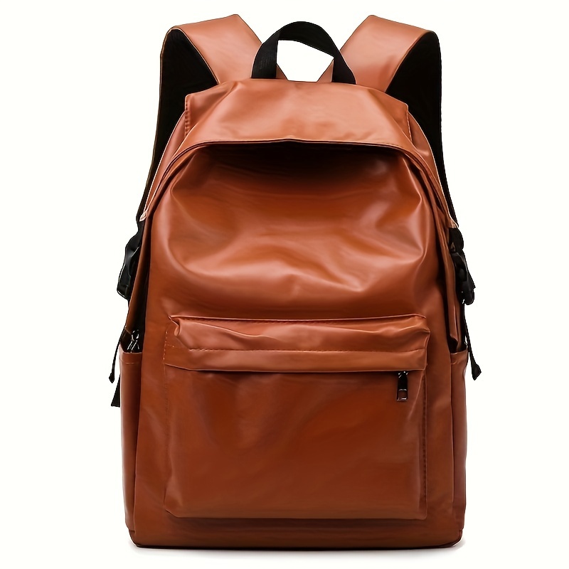 Mochila casual de moda para hombre, mochila de cuero PU negra para hombre,  bolsa de viaje, mochila de computadora de gran capacidad (color : marrón