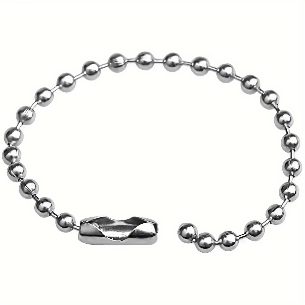 

30/50/100/200pcs 10cm/4inch Stainless Steel Bead Chain With Ball Connector Clasp Keychain Rings Metal Bead Chain Nickel Chain Dog Tag Chain Diy Jewelry Making Supplies (silver)