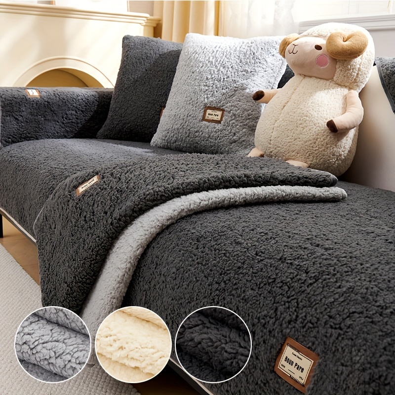 Corduroy Sofa Cover General Winter Living Room Sofa Cushion Leather Sofa  Cover Thick Plush Backrest Towel Breathable Cover