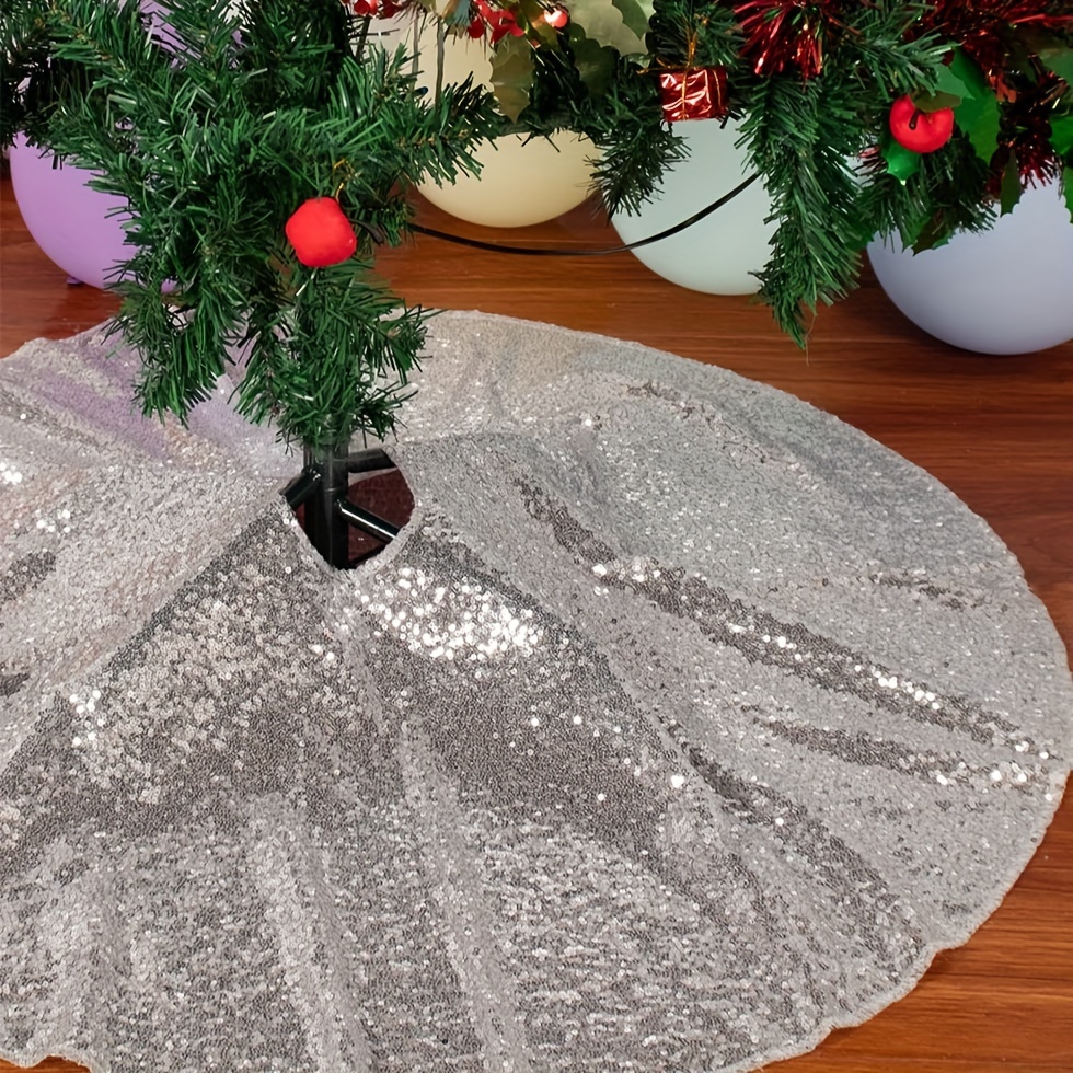 1pc Silvery Sequins Tree Skirts Christmas Tree Skirt Nightmare Before  Christmas Tree Skirt Suitable For Xmas