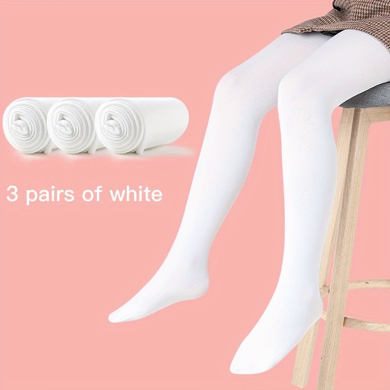 4 Pairs Women Footed Tights Solid Color Opaque Tights Summer 3
