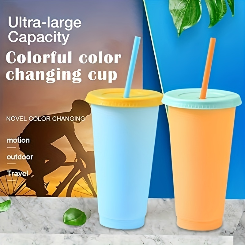 10 Vasos Reusables Con Popote Para Cafe Frio 24 Oz Color COMBINADO