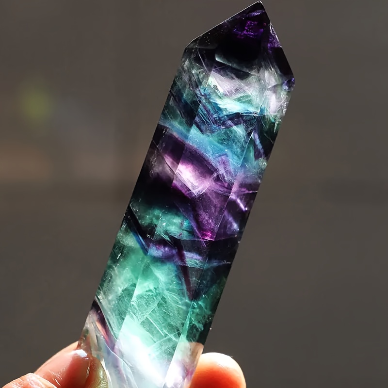 

1pc Natural Fluorite Crystal Striped Fluorite - 1.57-2.76inch Quartz Point Hexagonal Wand