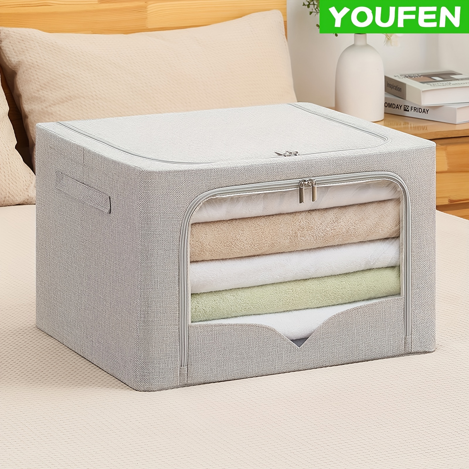 High Quality Fabric Cotton And Linen Storage Box Foldable - Temu