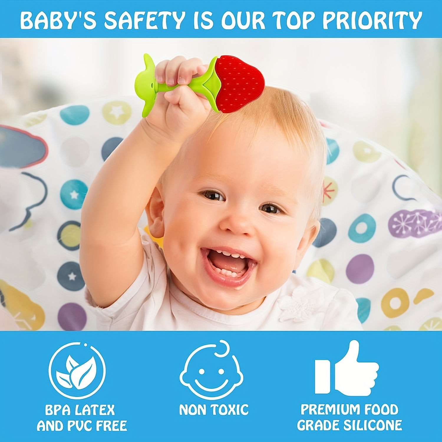 Soft Fruit Teether Silicone Soothing Teething Toy