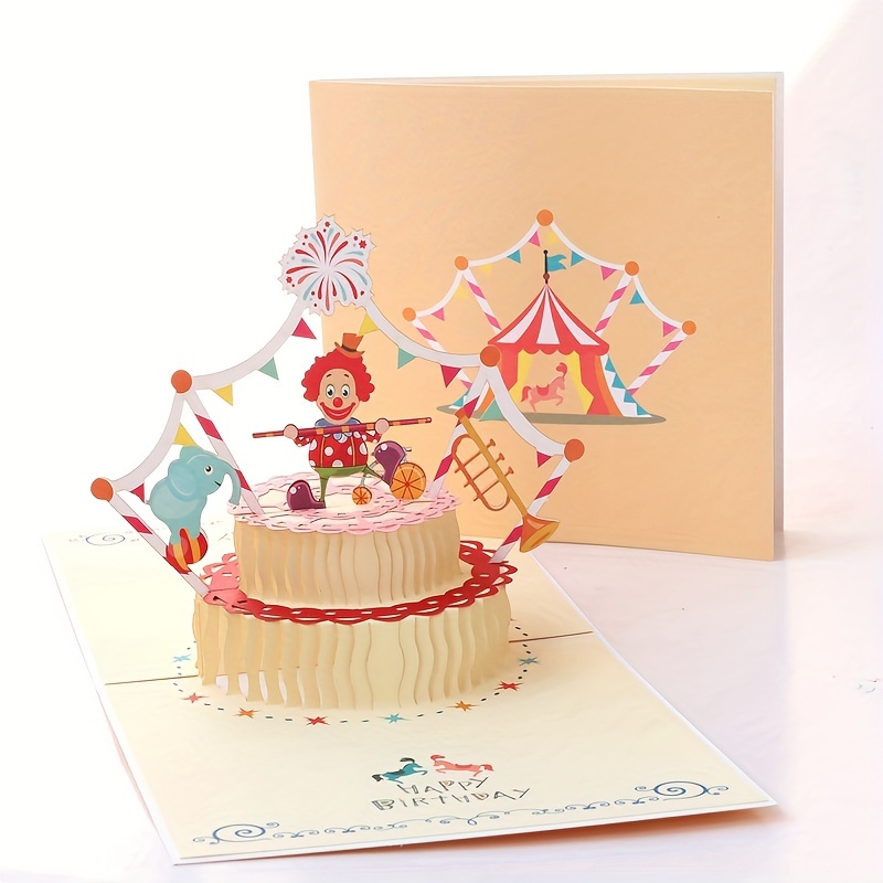 1pc Carte De Vœux D'anniversaire 3D Mignonne Carte De Vœux - Temu