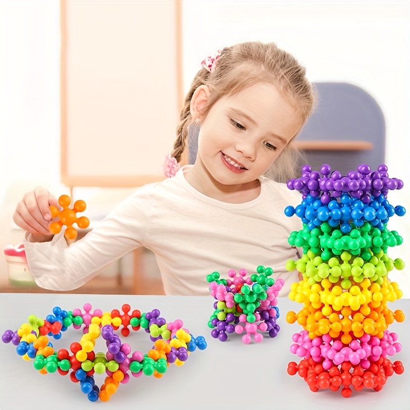 Flower Shape Building Blocks 3d Rotating Snowflakes - Temu