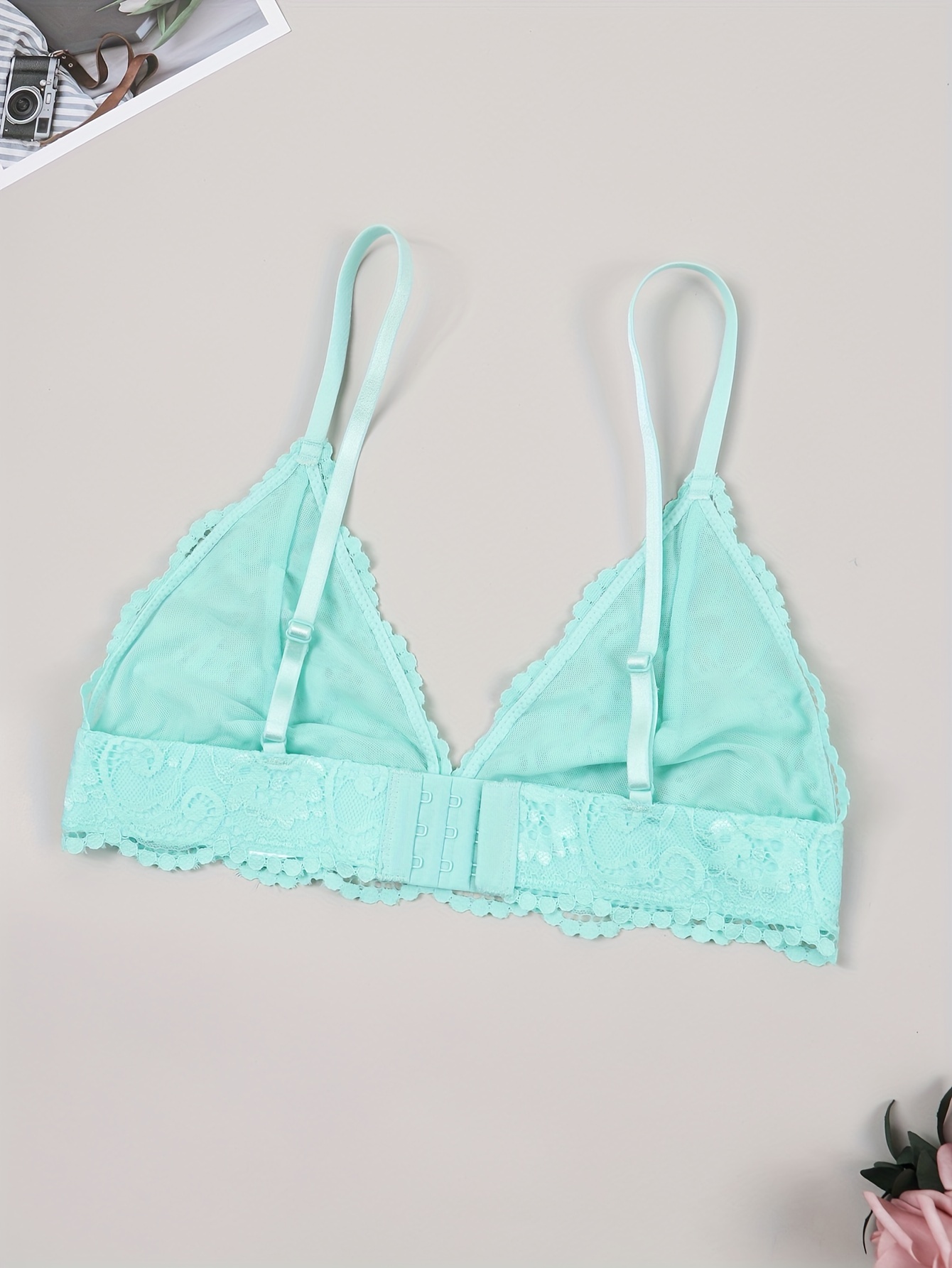 Out From Under Contrast Lace Bralette - Blue L at Urban Outfitters