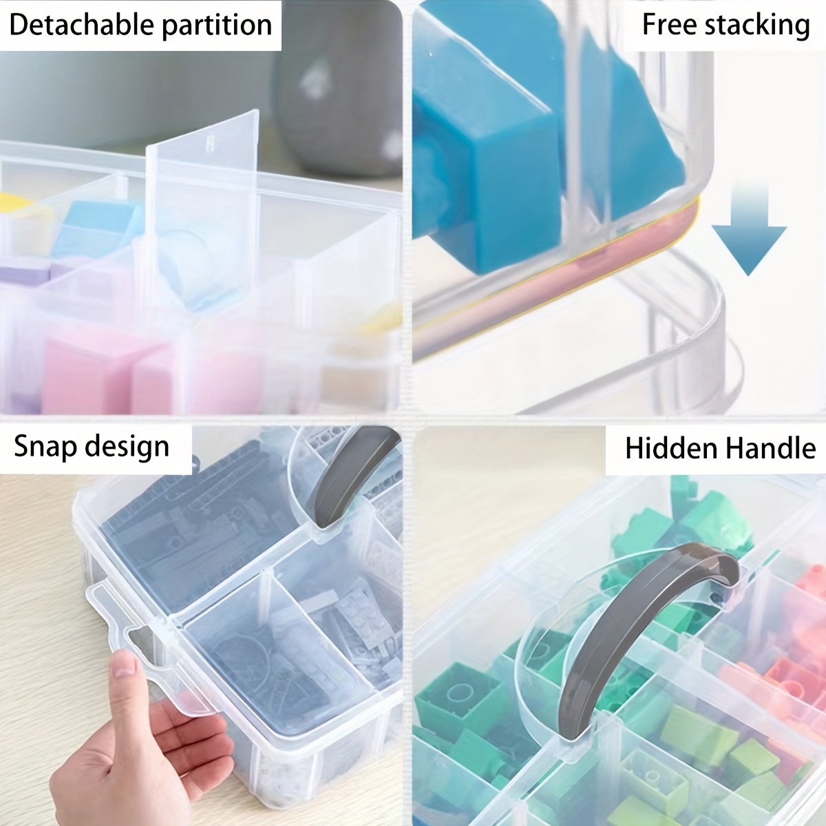 3-Tier Stackable Plastic Craft Box Organizer Storage Container w