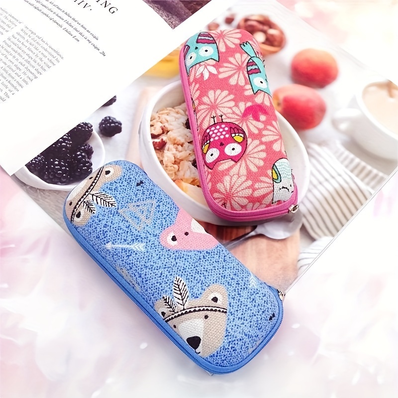 Cartoon Bear And Bird Pattern Sunglasses Case Glasses Box Zipper