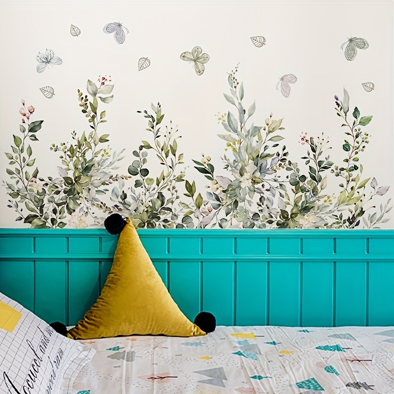 Green Leaves Vine Wall Sticker Wall Decals Butterfly - Temu