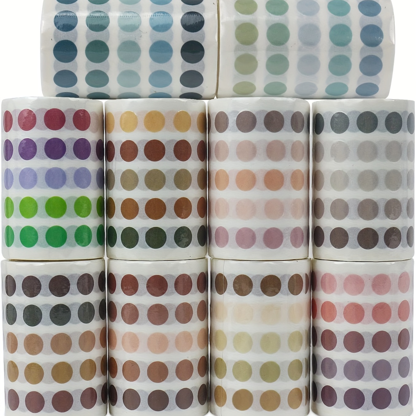 

12500pcs Color Dot Stickers For Planner, 1/3"in Circle Labels Stickers, Assorted Translucent Round Coding Stickers For School Office (set Of 10 Roll)