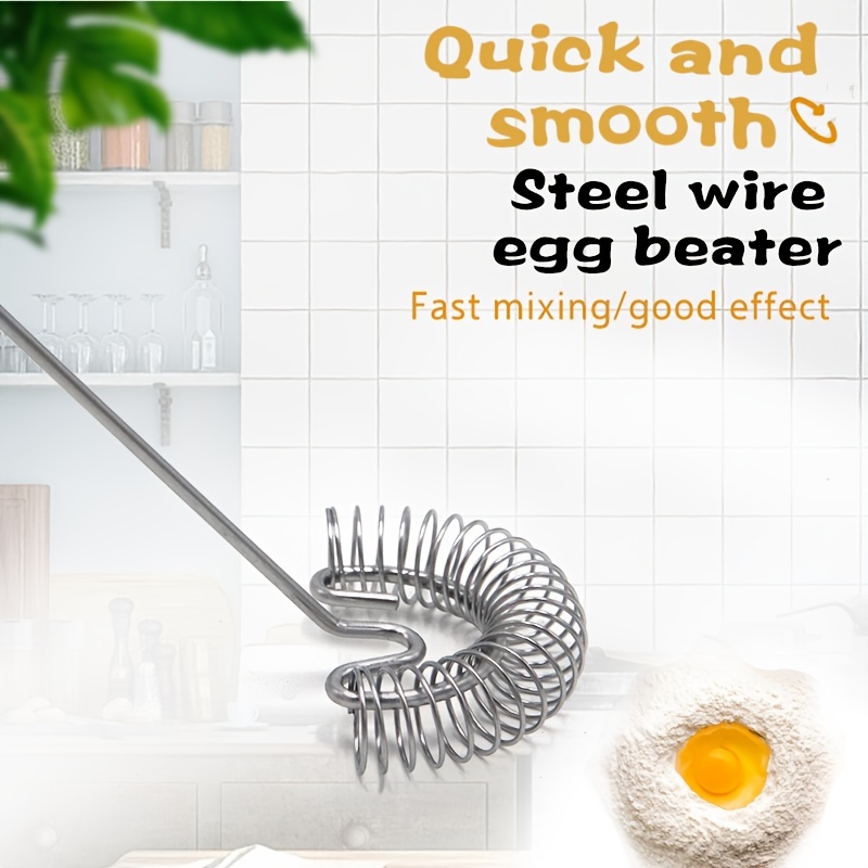 Stainless Steel Spring Coil Whisk, Wire Whip Cream Egg Beater Gravy Hand  Mixer