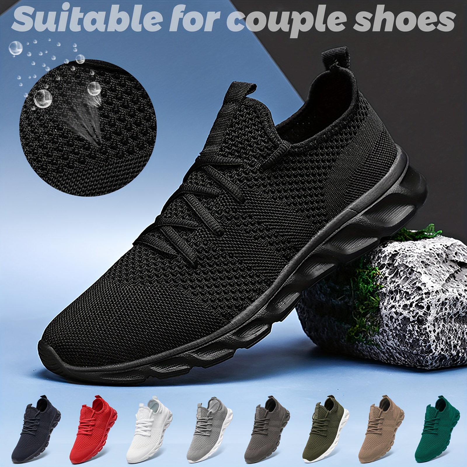 

Men's Running Shoes Couple Knit Breathable Lightweight Running Shoes Outdoor Athletic Walking Sneakers, Spring And Summer