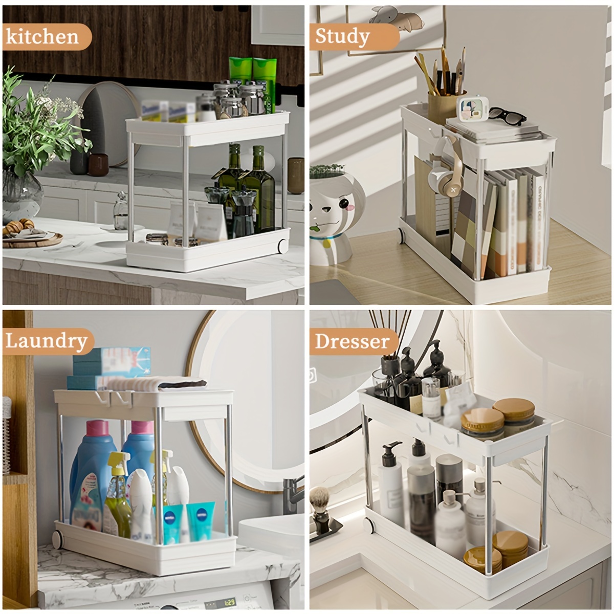 Under Sink Organize, Double-layer Stainless Steel Sink Storage