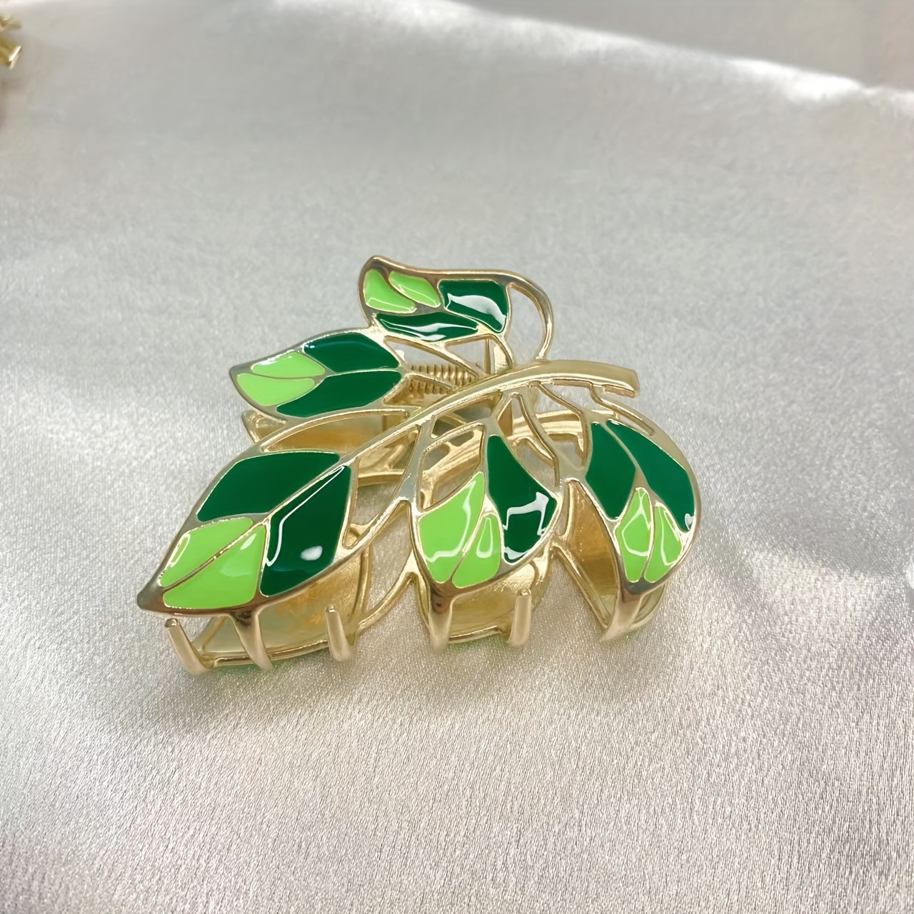  Broche para mujer, broche de hoja verde hueca