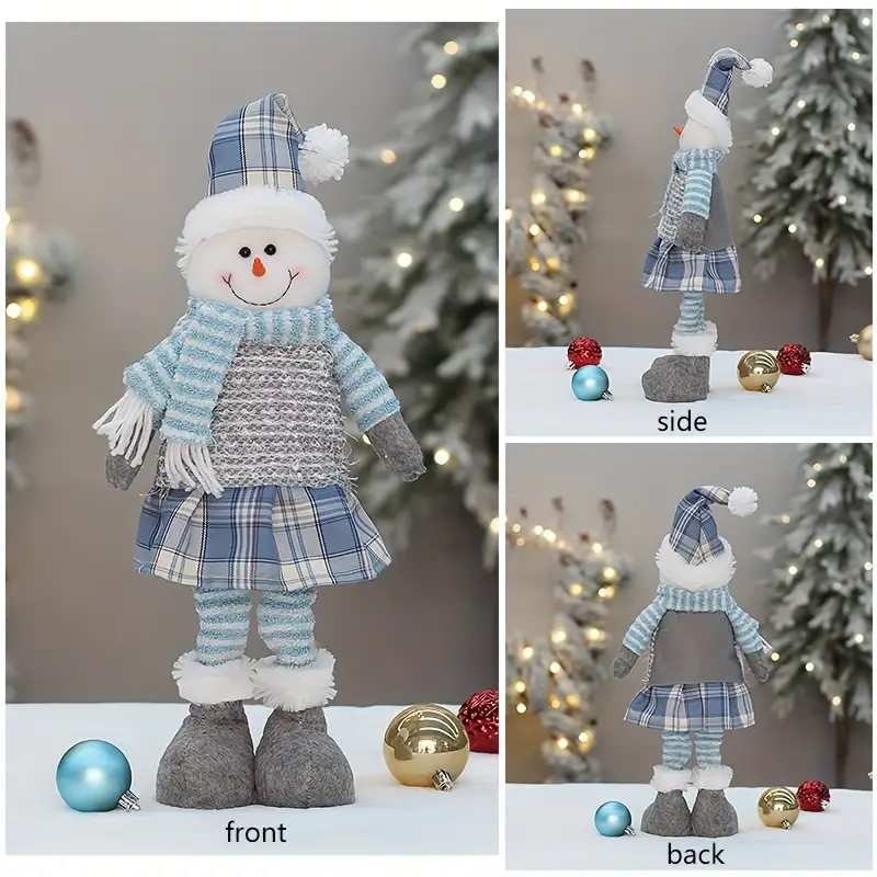 1pc Telescopic Leg Christmas Doll Ornaments Santa Claus Snowman Deer Christmas Tree Under The Decorative Props Tree Skirt Decorated With Plush Toys New Year Gift Window Fireplace Desktop Decorative Doll details 7